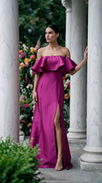 Vestido Longo Liso Com Fenda