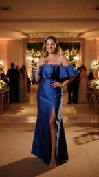 Vestido Longo Liso Com Fenda