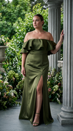 Vestido Longo Liso Com Fenda