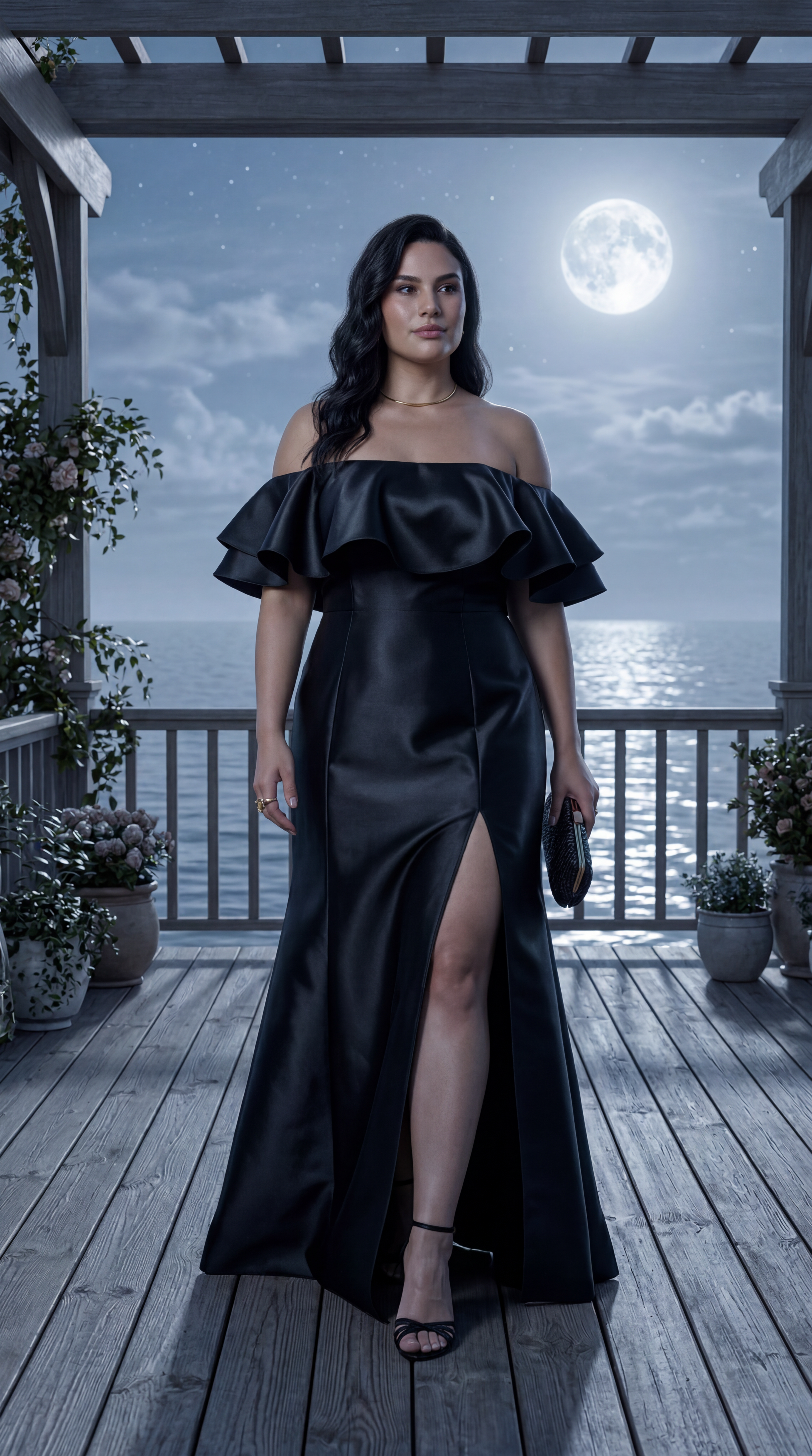Vestido Longo Liso Com Fenda